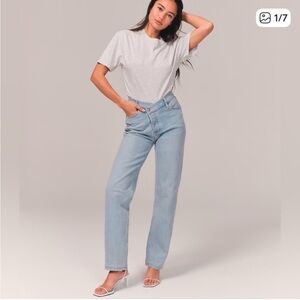 ABERCROMBIE Dad Jeans High Rise Curve Love 31/12 Medium Wash Dropped Waist